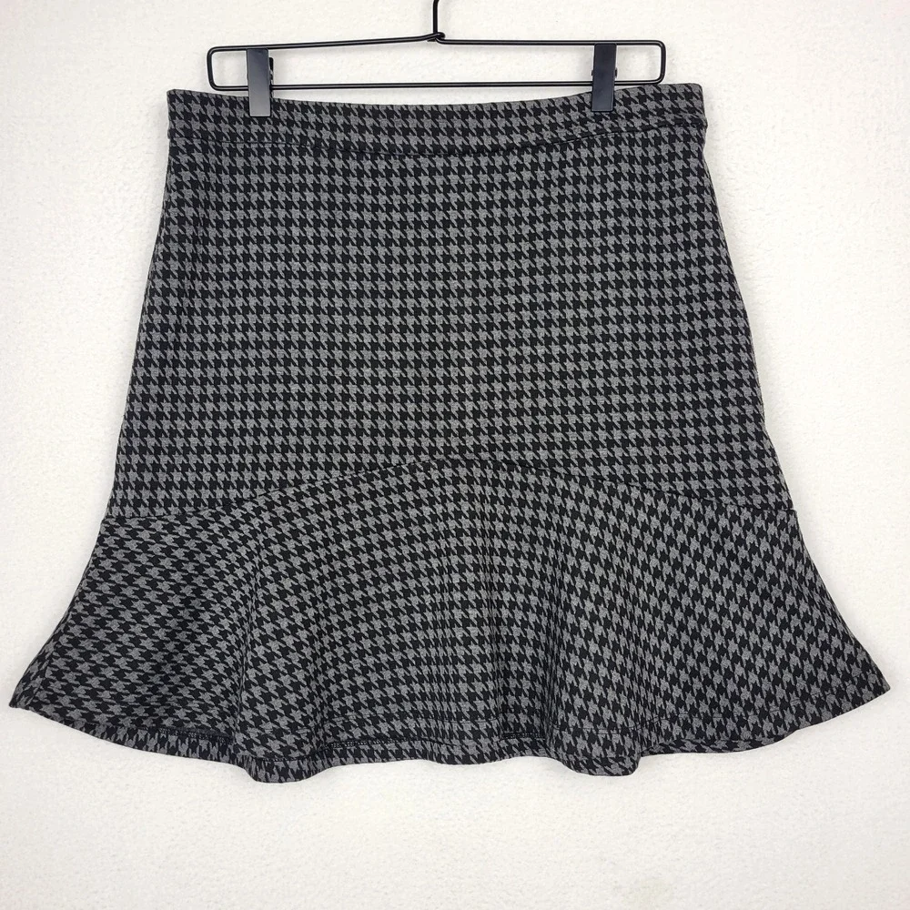Banana Republic Houndstooth Mini Skirt 10 Black Gray Y2K Office Preppy Academia‎